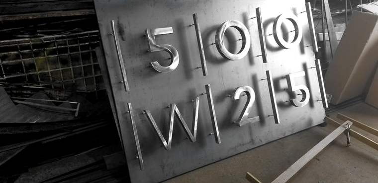 Cut metal address letters