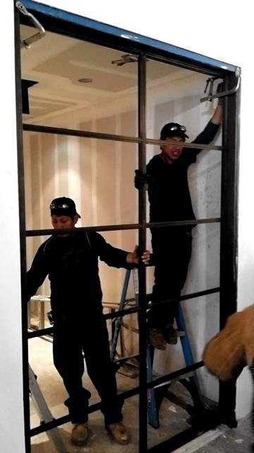 Setting a steel door frame