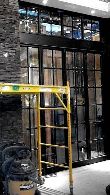 Steel storefront going in