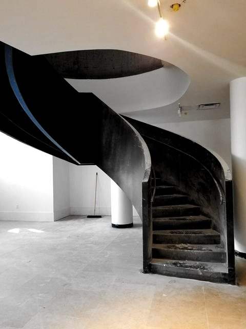Helical steel plate stair