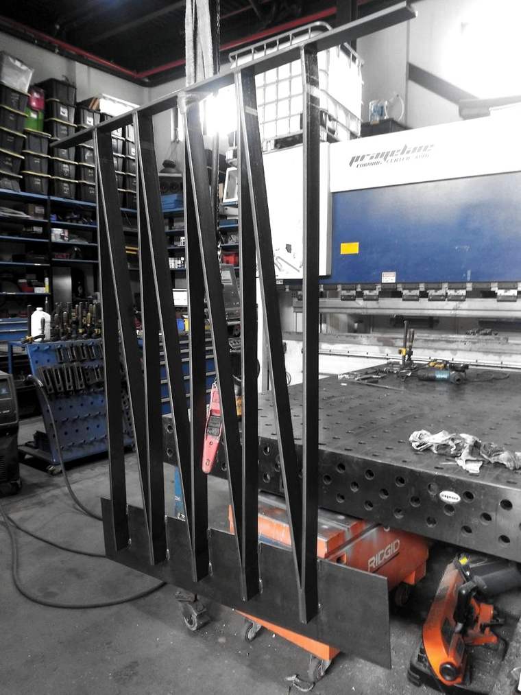 Angled steel fins by the press brake