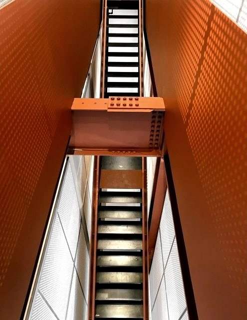 Blu Dot, 715 Lexington, Red steel feature stair
