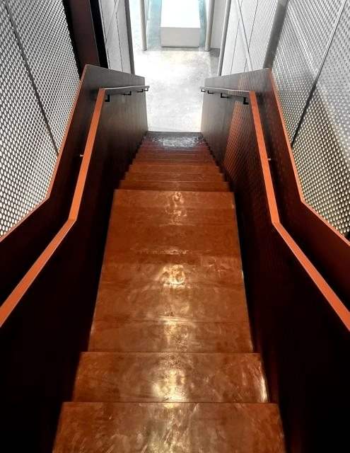 Treads and guards from the top landing