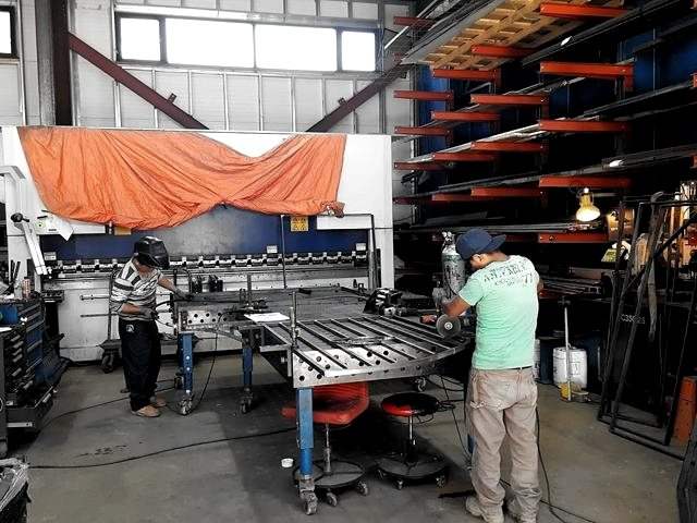 Press brake and fit-up table